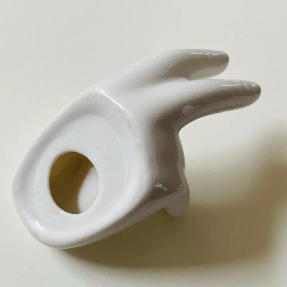 White Porcelain Hand‎ Shaped Trinket Dish Ring Holder Chopstick Home Decor White